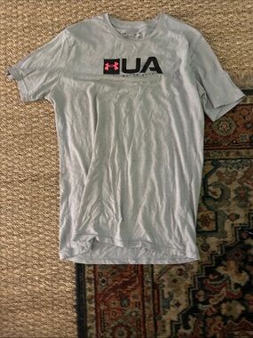 Under Armour Light Gray Short Sleeve UA Logo Tee with Pink Accent